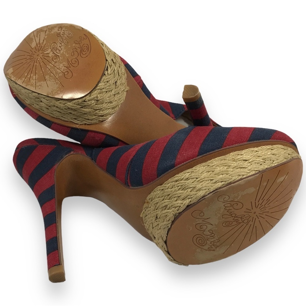 Monkey Overboard Womens Striped Canvas Espadrille Platform Red Blue Sz 7 - Picture 13 of 16
